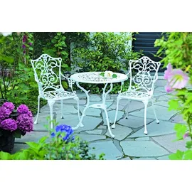 Merxx Lugano Set 3tlg. 2 Sessel, weiß Tisch Ø 70cm Aluminiumguss