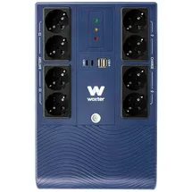 Woxter Multibase USV, 1200 VA/720 W, unterbrechungsfreie Stromversorgung, 8 Schuko-Steckdosen, 4 USB-Ports, Blau