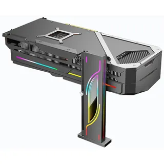 Plyisty ARGB-GPU-Stützhalterung, 3PIN 5V Höhenverstellbarer GPU-Durchhanghalter mit Magnetischer Basis, Vertikale Grafikkarten-GPU-Halterung, Leichte Synchronisations-GPU-Halterung (Black)