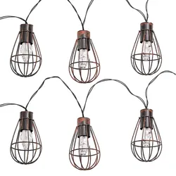 LEDs Solar Lichterkette Aussen Solarlampe Garten Dekoration Retro Stil, Metall rost, 20x LED warmweiß, L 200 cm