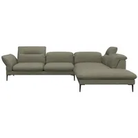flexlux Ecksofa Salino, Funktionssofa mit Ottomane, Relaxsofa, Ecksofa, Sofa mit Arm- und Kopfteil-Verstellungen, Kaltschaum & Stahl-Wellen grün