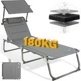 HOMECALL Gartenliege 180 x 60 x 30 cm Grau