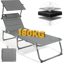 HOMECALL Gartenliege 180 x 60 x 30 cm Grau