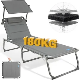 HOMECALL Gartenliege 180 x 60 x 30 cm Grau