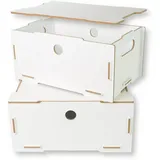 clipfritz BOBBY, 2er-Set Aufbewahrungsbox aus MDF, Ordnungsbox mit Deckel, Weiss-matt