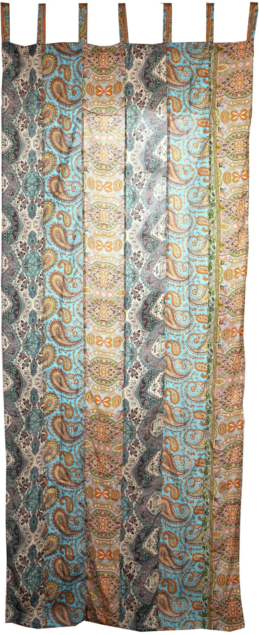 GURU SHOP Vorhang (1 Stk.) Gardine aus Patchwork Sareestoff, Unikat - Beige/Bunt, Mehrfarbig, Synthetisch, 250x100x0,2 cm, Dekovorhänge