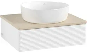 V&B Waschtischunterschrank mit Frontstruktur -Beleuchtung Antao 60x19x50cm, WBP-farbe botti., wh. m Lac