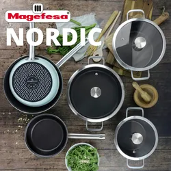 Magefesa Nordic - 20-cm-Herd mit Glasdeckel aus emailliertem Stahl, geeignet für Induktionskochfeld