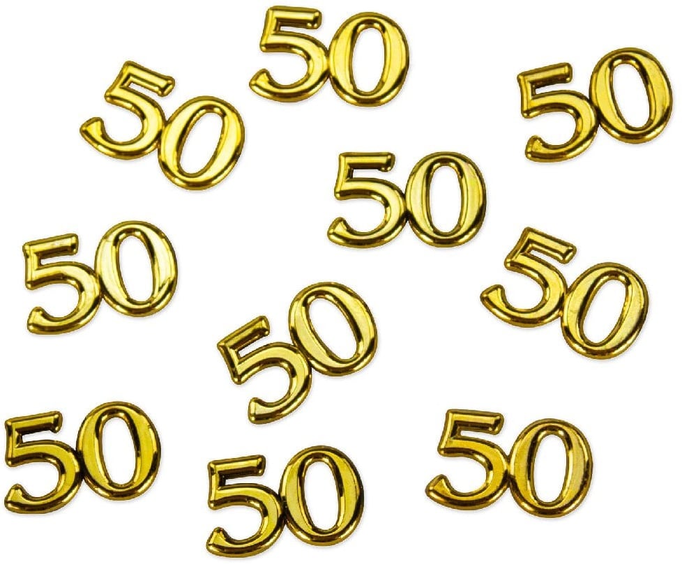 10x Konfetti Zahl 50 Deko Geburtstag Hochzeitstag Jubiläum - gold