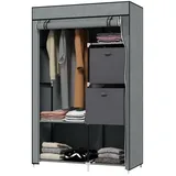 Homcom Stoffschrank, mit Schubladen, Kleiderschrank mit Kleiderstange, grau 102L x 42,5B x 162,5H cm