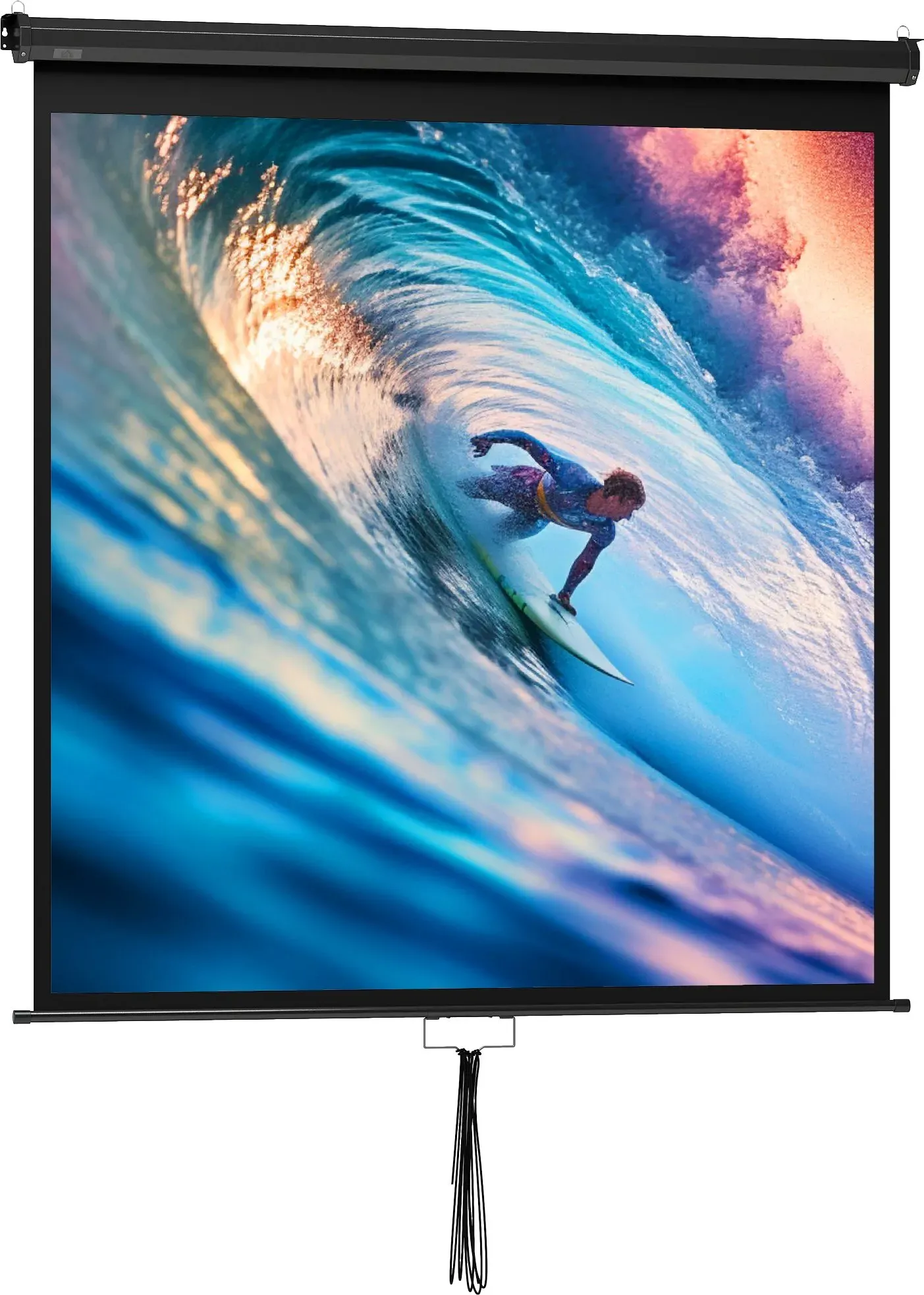 HOMCOM Beamer Leinwand 152 x 152 cm 85 Zoll 1:1 HD 4K Projektionsleinwand Rollo-Leinwand für Heimkino Büro-Präsentationen   Aosom