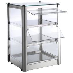 Neumärker Backwaren Warmhaltevitrine Cube, Robuster Backwarenpräsenter für optimale Temperatur und ansprechende Präsention, 3 Böden