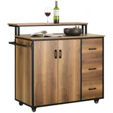 SoBuy Küchenwagen mit Arbeitsplatte Kücheninsel Rollwagen KNL02-PF