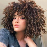 PORSMEER Lockige Afro Perücke Braun Mix Blond Natürliche Kunsthaar mit Pony für Frauen Schulterlänge Afro Kinky Curly Bob Wig Volume für Schwarze Damen,14 Zoll ombre brown