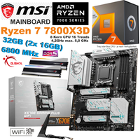 Aufrüstkit AMD Ryzen 7 7800X3D + MSI X670E Gaming PLUS WiFi + 32GB DDR5 6800MHz