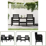 Gartenbank Mit Tisch 2-sitzer Schwarz Massivholz Kiefer - Gartensessel - Gartenbank - Holzbank - Kiefernholzbank - Bank Mit Tisch - The Living Store