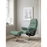 Stressless Relaxsessel STRESSLESS "Sunrise", grün (aqua grün paloma), B:92cm H:105cm T:80cm, Leder PALOMA: PALOMA ist ein durchgefärbtes Semianilin-Möbelleder mit natürlicher Narbung., Sessel, Relaxsessel, mit Cross Base, Größe S, M & L, Holzakzent Braun