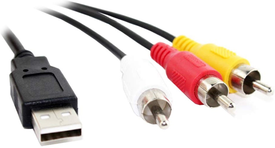 E08 USB 2.0 auf 3RCA Kabel, USB auf Cinch AV-Kabel kompatibel mit HDD-Playern, Camcorder, PC TV M/M, Konverter, Stereo-AV-Anlagen - USB Stecker auf 3 Cinch Stecker, 1,5m