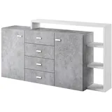 petits-meubles Sideboard 180 cm Weiß / Beton