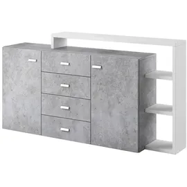 petits-meubles Sideboard 180 cm Weiß / Beton
