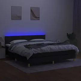 vidaXL Boxspringbett mit Matratze & LED Schwarz 160x200 cm Stoff