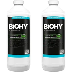BiOHY Rohrreiniger (2x1l Flasche) | EXTRA STARK | Flüssiger, hochkonzentrierter Abflussreiniger | Geruchsneutral | Für alle Verstopfungen