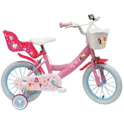 Disney Princess Kinderfahrrad 14 Zoll Fahrrad für Körpergröße 100 - 115 cm oder ab 3,5 Jahre mit Puppensitz und Korb