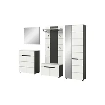 Möbel Kraft Canu Garderobenkombination 255x37x190 cm grau weiß
