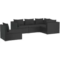 vidaXL 5-tlg Garten-Lounge-Set mit Kissen Poly Rattan Schwarz Modell 52