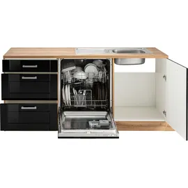 kochstation Winkelküche L-Form 240 x 180 cm schwarz