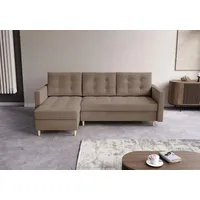 FurMeb24 - Ecksofa DIVO L - Skandinavisch , Sofa mit  2 Bettk€sten und Schlaffunktion - PAROS 03 - Beige