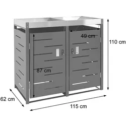 Mendler 2er-Mülltonnenverkleidung HWC-H40b, Mülltonnenbox, Pflanzkasten Edelstahl-Metall-Kombi 39kg 110x115x62cm erweiterbar
