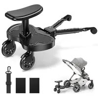 BugyKido Buggy Board mit Größerem Sitz, Trittbrett für Kinderwagen Universal für Kinder von 2-6 Jahren(25KG), passt auf 99% aller Kinderwagen, einfache Installation, für Familien mit zwei Kindern