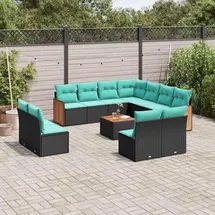 vidaXL Gartensofa-Set 12-tlg. schwarz