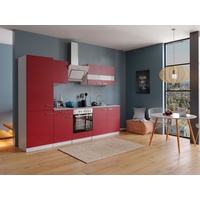 Respekta Küche Küchenblock Einbauküche weiß rot Malia 270 cm Respekta Küchenzeile (Breite: