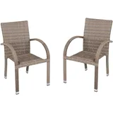 Harms Import Harms 2er Armlehnenstuhl Stapelstuhl 64 x 90 x 64 cm sand