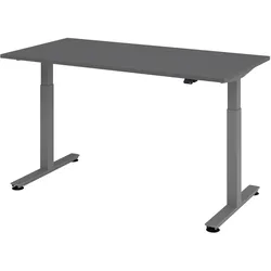 bümö elektrisch höhenverstellbarer Schreibtisch Graphit 160x80 cm, Gestell: Graphit - Büroschreibtisch höhenverstellbar elektrisch, elektrischer