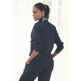 bench. loungewear Sweatjacke BENCH. LOUNGEWEAR, Damen, Gr. 44/46, schwarz, Interlock, Obermaterial: 100% Baumwolle, unifarben, Basic, Basic hüftlang, Rippbündchen, Sweatjacken Sweatjacke, mit glänzender Logostickerei am Stehkragen, Loungewear