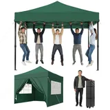 AOXUN Pavillon 3x3m Wasserdicht mit 4 Seitenwänden,Dunkelgrau, klappbar, 100% Wasserdicht & Hoher UV-Schutz grün