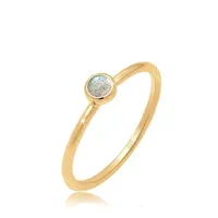 Elli Verlobungsring Labradorit Grau 925 Sterling Silber vergoldet silberfarben 58 mm