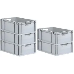PROREGAL 5x Eurobox NextGen Grip | HxBxT 22x40x60cm | 44 Liter | Griffe offen | Verstärkter Boden | Eurobehälter