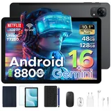 POCKAM Kinder Lern-Tablet mit Elternkontrolle 10'' Android 16, 64GB ROM kids Tablet (10.1", 64 GB, Android 16, WiFi, 8GB, 13 MP,Gemini AI,5G WiFi/Widevine L1/GPS/Face ID/zwei Lautsprecher) schwarz 8 GB