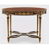 Casa Padrino Luxus Barock Esstisch Dunkelbraun / Braun / Antik Gold - Runder Barockstil Massivholz Küchentisch - Luxus Esszimmer Möbel im Barockstil - Barock Esszimmer Möbel