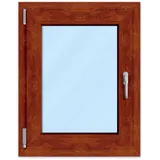 Kunststofffenster Holzoptik, Golden Oak außen, Weiß innen, aluplast IDEAL 4000, 510 x 510 mm, individuell konfigurieren
