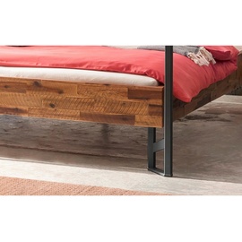 Hasena Himmelbett, Anthrazit, Braun, Akazie, Holz, Akazie, massiv, Höhe ca. 22 cm, 140x200 cm, gepolstertes Kopfteil, in verschiedenen Größen erhältlich, Schlafzimmer, Betten, Einzelbetten