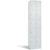 C+P Fächerschrank auf Sockel, 10 Fächer, H1950xB460xT480mm Front lichtgrau Korpus Lichtgrau