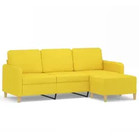 VidaXL 3-Sitzer-Sofa mit Hocker Hellgelb 180 cm Stoff