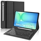 WAVATA Tastatur für Samsung Galaxy Tab S10 FE+ Plus 13.1 Zoll 2025, Hülle mit Tastatur für Tab S10 FE Plus Magnetische Abnehmbar Bluetooth QWERTZ Layout, Schwarz