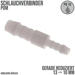 13 x 10 mm POM Schlauch Verbinder Reduktion Stutzen Tülle Kupplung Fitting weiss...