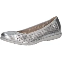 CAPRICE Damen Ballerinas aus Leder mit Lochmuster, Silber (Silver), 36 EU